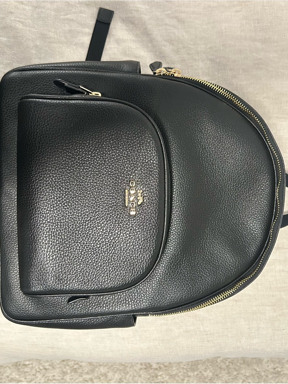 Coach Black Pebbled Leather Backpack with Gold Hardware